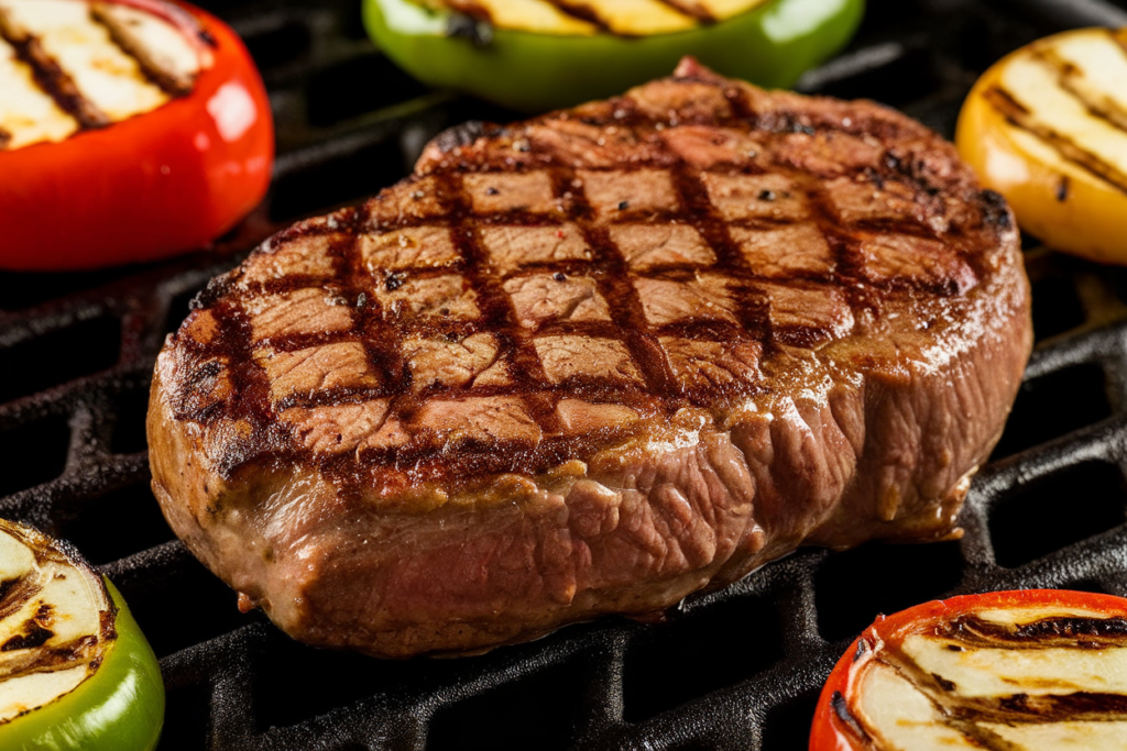 A perfectly grilled baseball steak with a beautiful sear, ideal for a delicious meal.